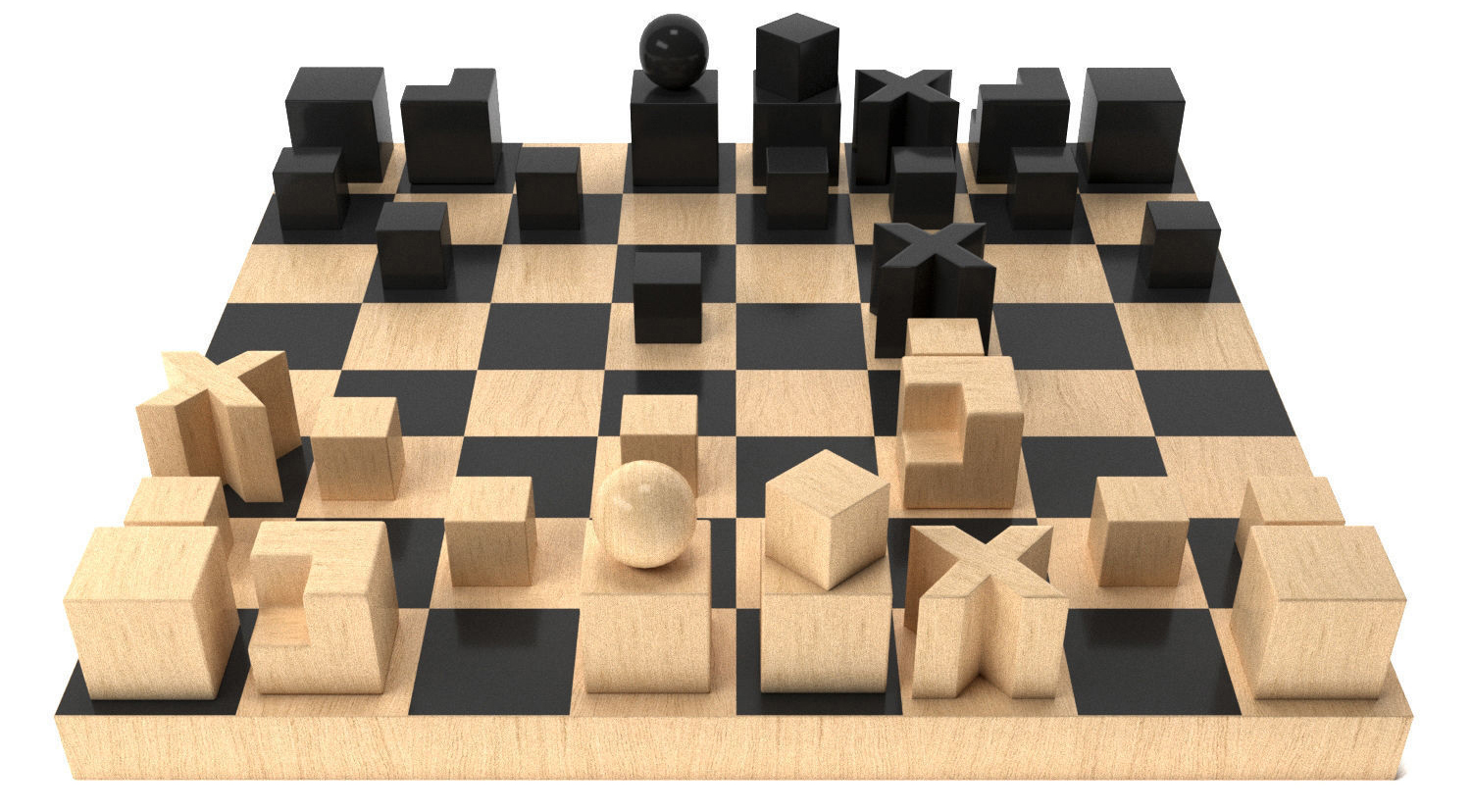 Bauhaus Chess Set by Josef Hartwig	